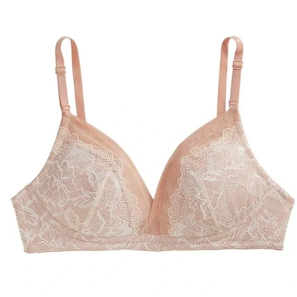 New NWT The Little Bra Company Bralette Ava Apricot Honey Lace 38A Petite - Picture 2 of 15